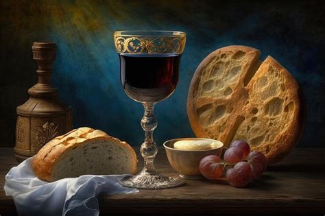 Premium AI Image | Sacraments of bread and wine for eucharist or holy communion