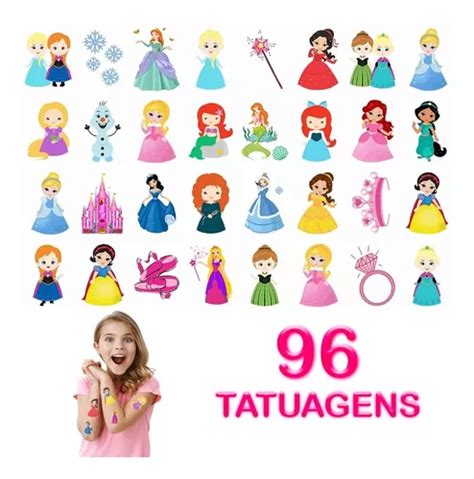 Kit Tatuagem Temporaria Infantil Tema Princesas Mercadolivre