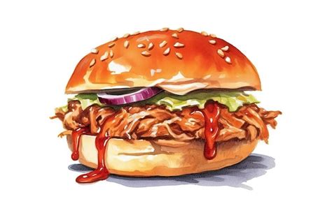 Premium Ai Image Pulled Pork Sandwich Illustration Food Illustration