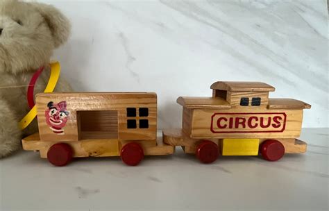 Vintage Wooden Circus Toy Train. Hand Made and Painted. - Etsy