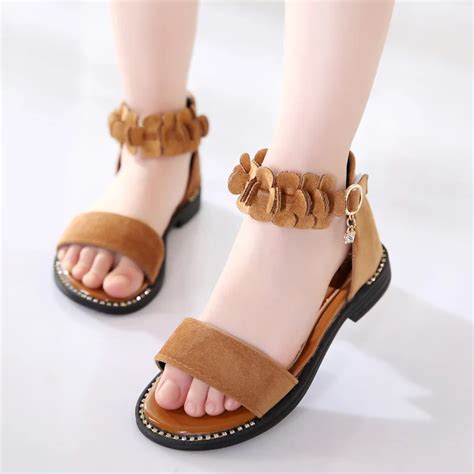 New Kids Girls Summer Shoe Little Girls Sandals Big Children Flowers ...