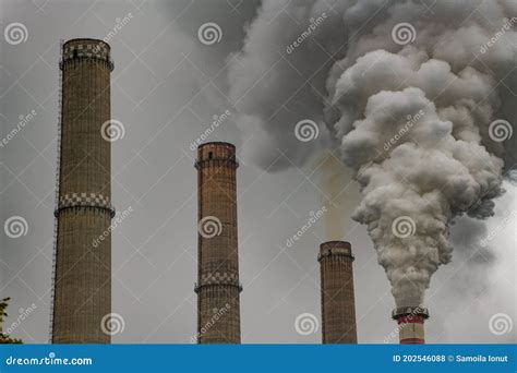 Pollution Furnace Inside A Chemical Plant Brown And White Coal Power