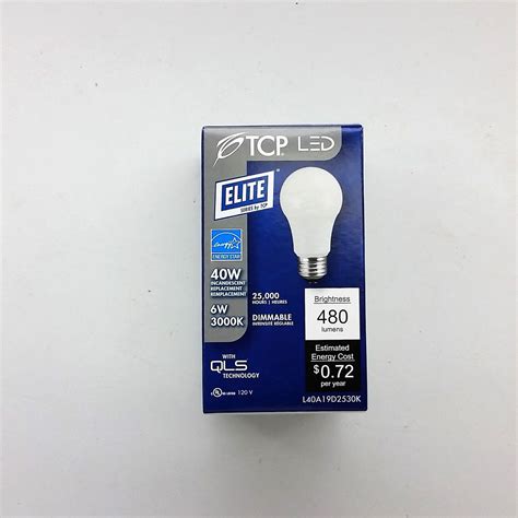 NEW TCP 6 Watt (40W Equal) A19 3000K Dimmable LED Light Bulb