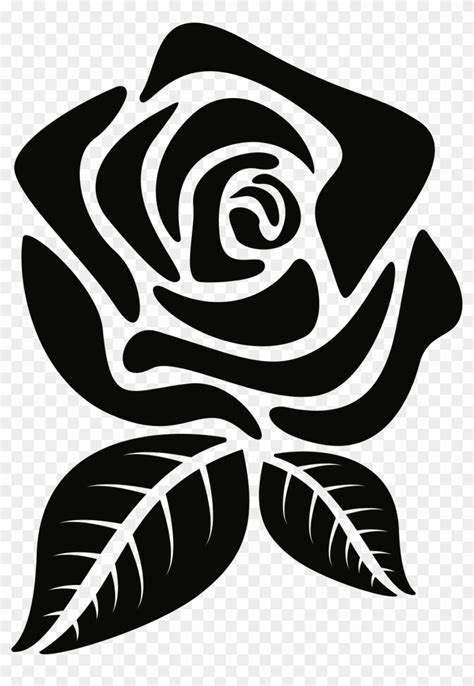 Silhouette Long Stem Rose Clipart - Draw-vip