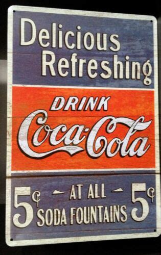 Coke Garage Rustic Look Vintage Tin Metal Signs Man Cave Shed And Bar