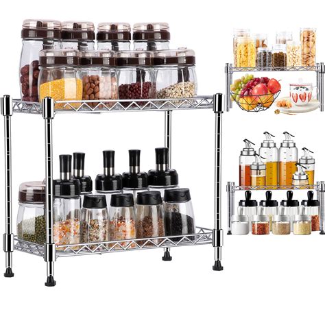 Buy Spice Rack Organizer For Cabinet 2 Tier Separable Into Two Cabinet Shelf 1tier Metal Spice