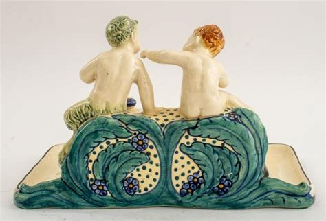 Wilhelm S S Wilhelm Sus Karlsruher Jugendstil Majolica Inkwell