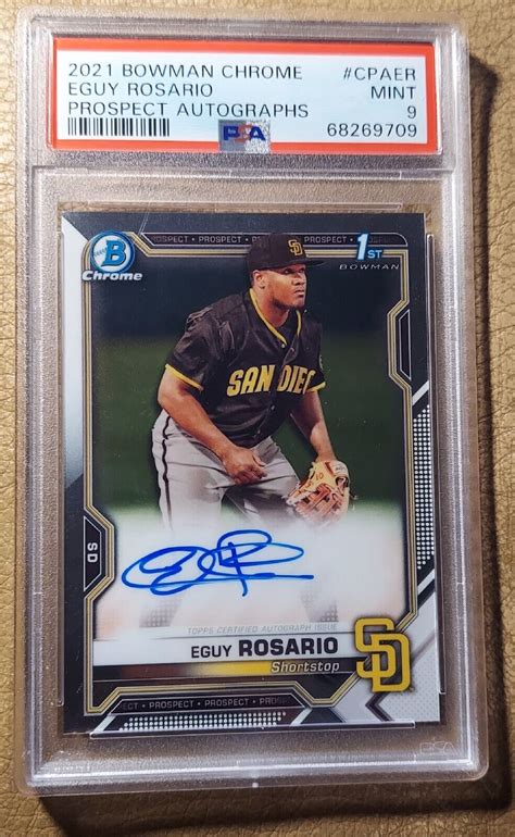 2021 Bowman Chrome Prospects 1st EGUY ROSARIO CPA ER Auto Rookie PSA 9