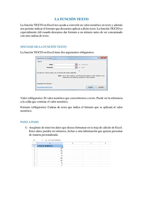 La Funci N Texto Y Un Ejemplo La Funci N Texto La Funci N Texto En