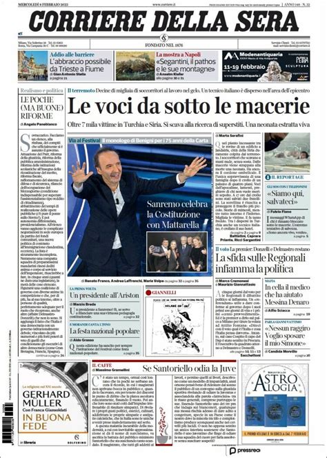 Peri Dico Corriere Della Sera Italia Peri Dicos De Italia Edici N