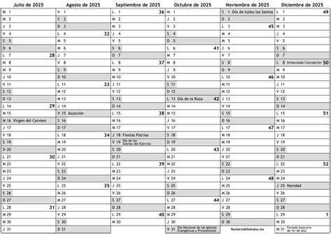 Calendario Segundo Semestre