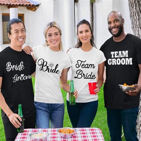 Team Bride Team Groom Male Short Sleeve Female Tshirt Bachelor Party Graphic Top Husband Wife T