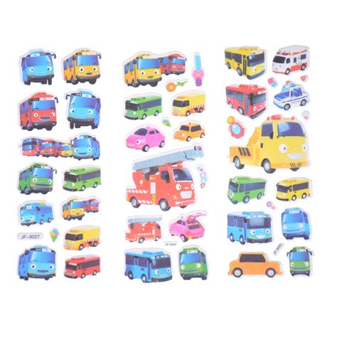 6pcsset Tayo The Little Bus Tag Pegatinas Juguetes 3d Cartoon Stickers