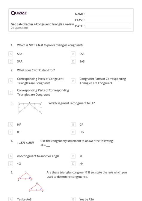 50 Congruency In Isosceles And Equilateral Triangles Worksheets For 11th Grade On Quizizz