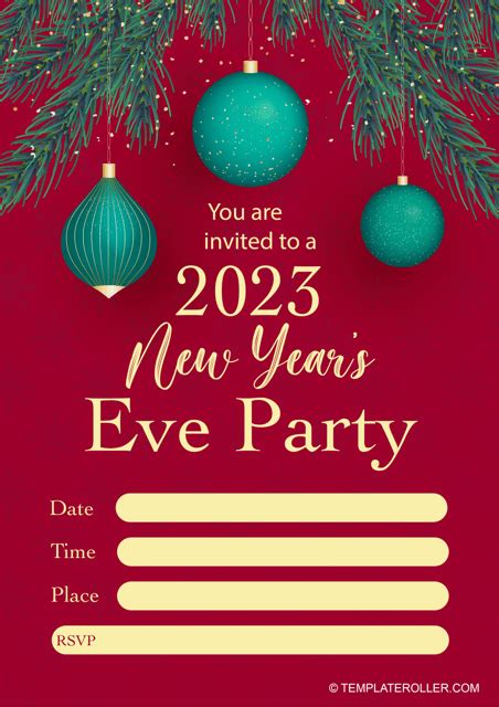 New Year Invitation Template - Eve Party Download Printable PDF ...