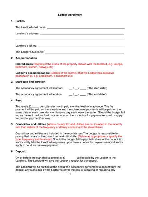 Lodger Agreement Template Uk Fill Online Printable Fillable Blank Pdffiller