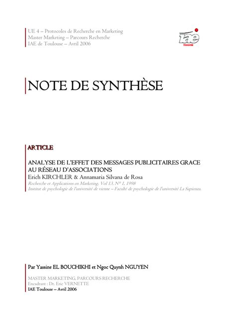 Modele De Note Financial Report