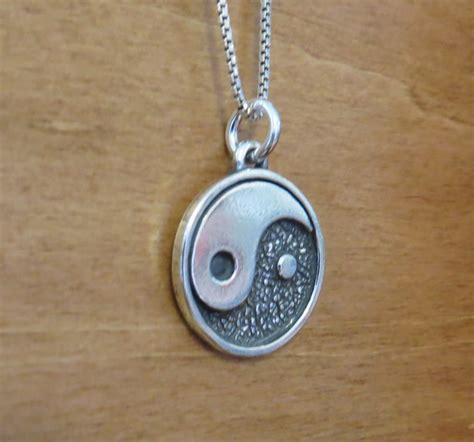 Sterling Silver Yin Yang Pendant Necklace Charm Chain Etsy