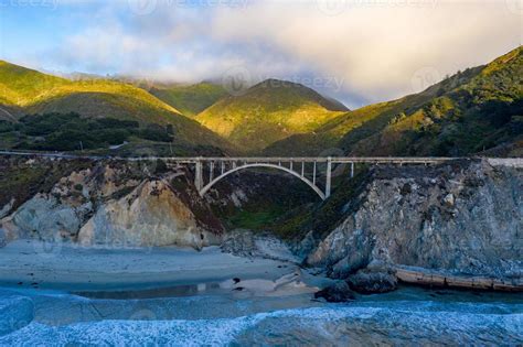 Rocky Creek Bridge Spandrel Arch Bridge In California Big Sur In