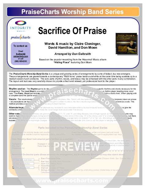 Sacrifice Of Praise Don Moen Praisecharts