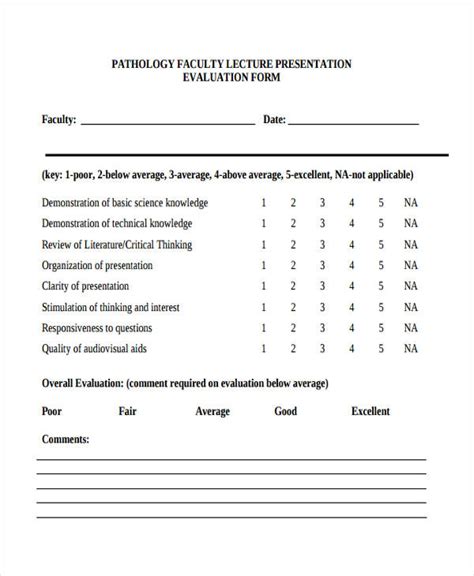 Free Presentation Evaluation Forms In Pdf Ms Word Excel