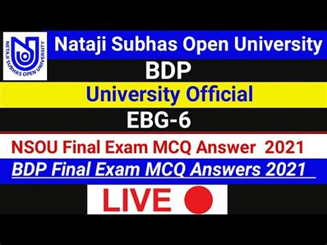 Nsou Bdp Ebg Mcq Live Live Answers Bdp Final Exam Exam Mcq