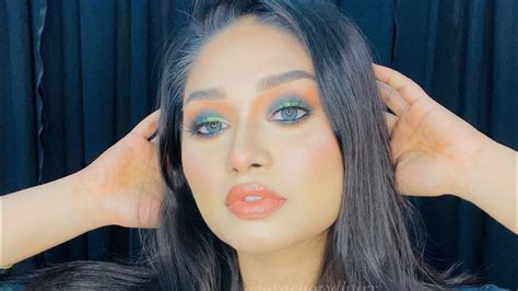 Easy Green Smokey Eyelook With Glowy Base Iqra Chowdhury Youtube