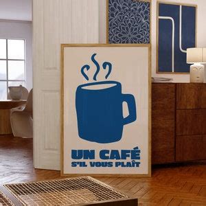 Un Cafe S Il Vous Plait Printable Coffee Wall Art Blue And Beige