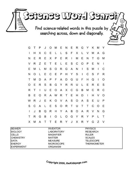 Science Word Search 6th Grade