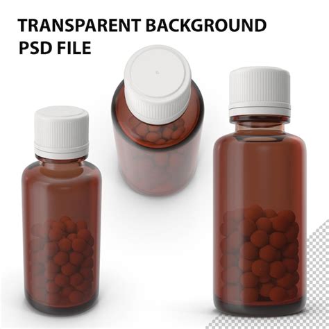 Premium Psd Brown Pill Bottle Png