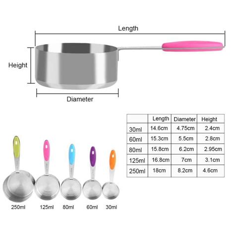 TMISHION cuillères à mesurer 5 pièces ensemble tasses à mesurer en