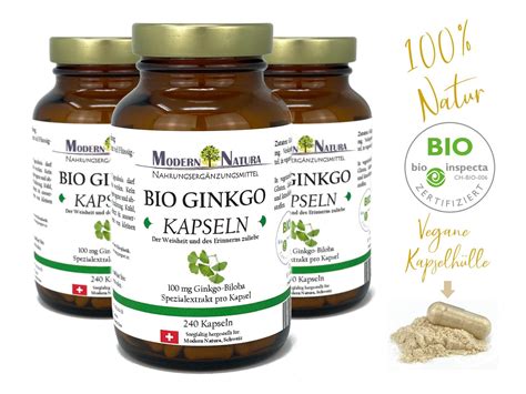 Bio Ginkgo Biloba Kapseln 3x 240 Kapseln Vorteilspack Biloba Spezialextrakt 240 Stück