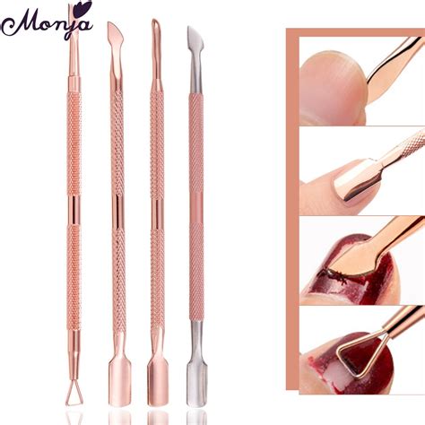 Monja 3 Stijlen Rvs Nail Art Cuticle Pusher Dubbel Grandado