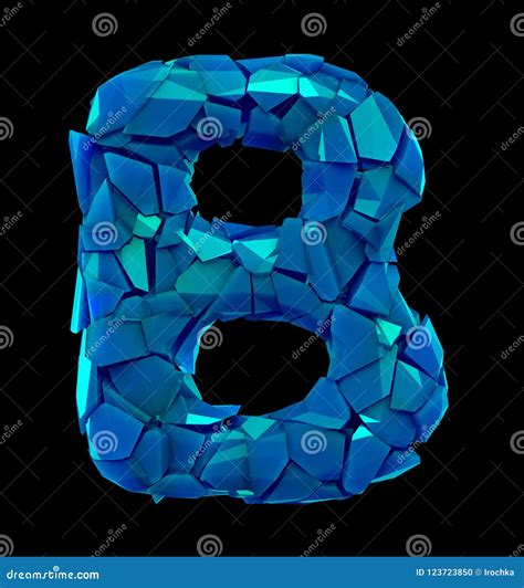 Alphabet Made Of Plastic Shards Blue Color Isolated On Black Background