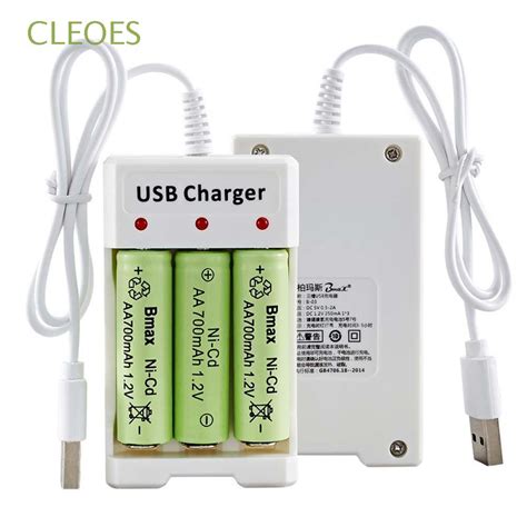 CLEOES Convenient Batteries USB Charger 3 4 Slot Battery Charging