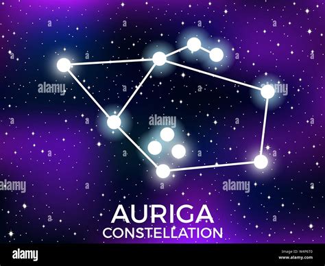 Auriga Constellation Starry Night Sky Cluster Of Stars And Galaxies