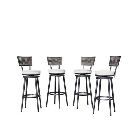 Top Home Space Swivel Metal Outdoor Bar Stool With White Cushion 4