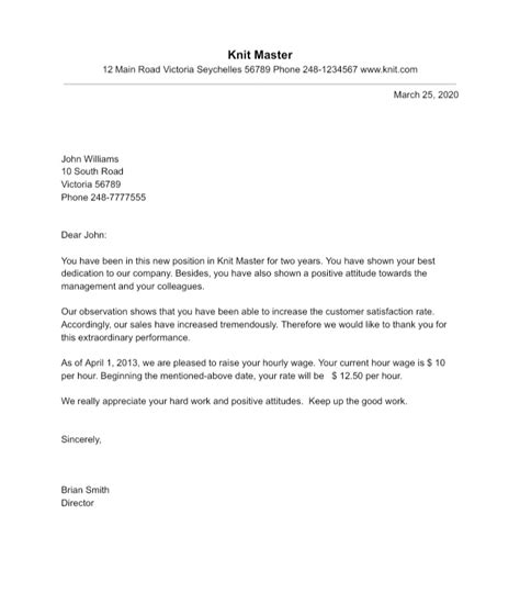 Salary Increase Letter To Employer Sample