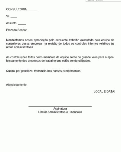 Refer Ncia De Carta De Agradecimento Por Consultoria Modelo Simples