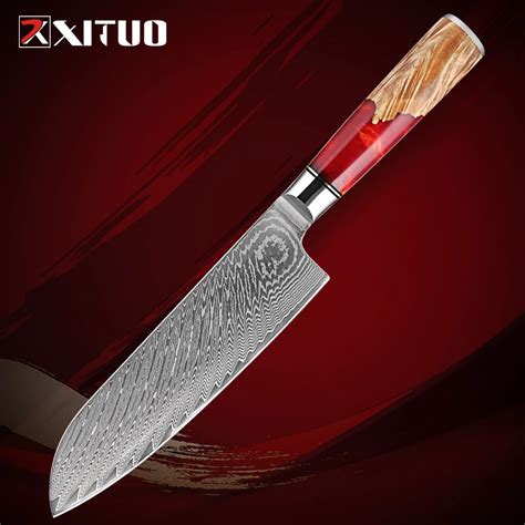 Faca De Cozinha Damasco Santoku A O VG10 Navalha Afiada Faca Japonesa