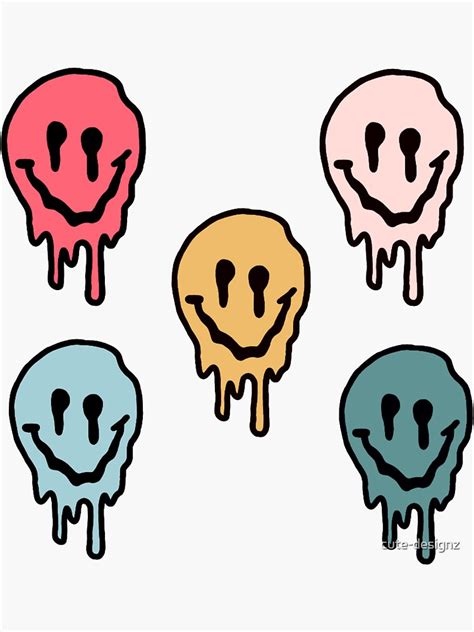 Drippy Smiley Face Sticker Pack Sticker By Cute Designz Redbubble