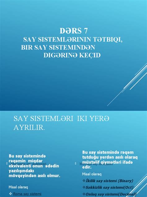 İnformatika Az Dərs 7 Say Sistemləri | PDF