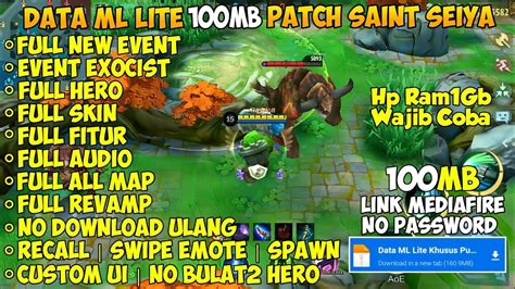 Data ML Lite Khusus Push Rank 100Mb Terbaru Patch Saint Seiya Rasa