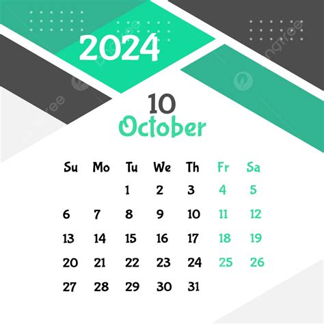 October 2024 Calendar Design Template Vector October 2024 October