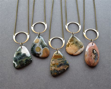 Ocean Jasper Jewelry Ocean Jasper Necklace Beach Stones Jewelry Rock