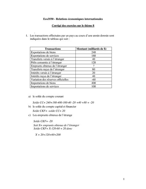 ECO3550 Corrigé Theme 8 1 Eco3550 Relations 攃Āconomiques