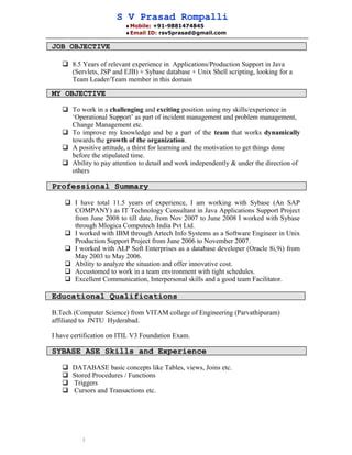 Prasad Rompalli Latest Resume PDF