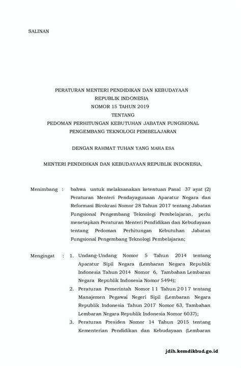 Peraturan Menteri Pendidikan Dan Kebudayaan No Tahun Tentang