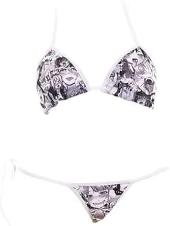 Amazon Women Sexy Anime Mosaic Printing Bikini Bandage Lingerie Lolita Japanese Cosplay
