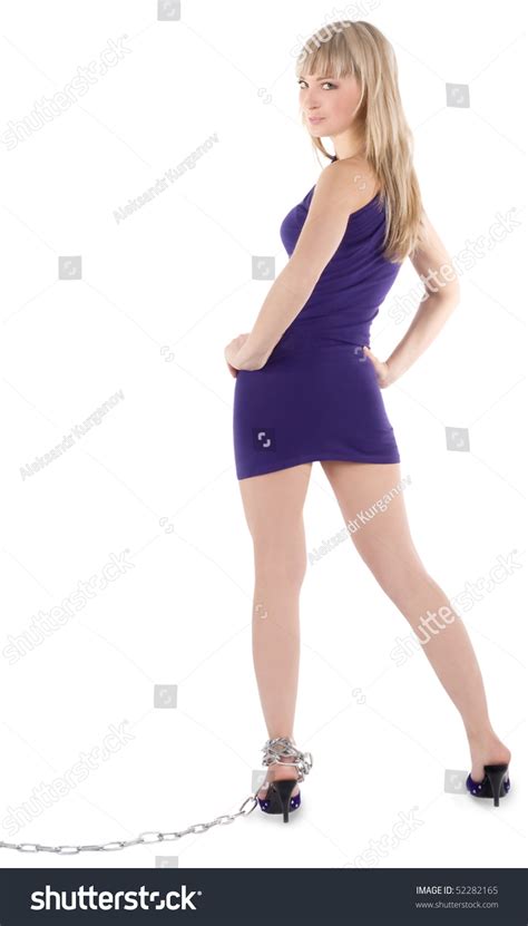 Sexy Blonde Purple Dress On High Stock Photo 52282165 Shutterstock